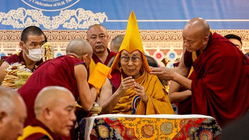The Dalai Lama attends a Long Life Prayer offering ceremony at the Main Tibetan Temple in McLeod Ganj, near Dharamsala on 30 June