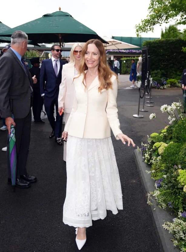 Leslie Mann wore a Dior blazer and lace skirt (Ben Whitley/PA)
