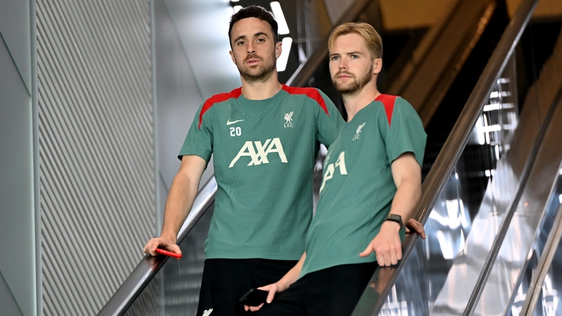 Diogo Jota and Caoimhín Kelleher at a pre-season event last summer