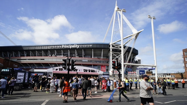 Oasis fans outside the Principality Stadium, Cardiff