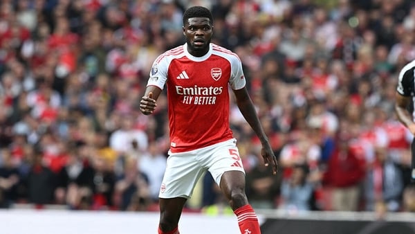 LONDON, ENGLAND - MAY 18: Thomas Partey of Arsenal during the Premier League match between Arsenal FC and Newcastle United FC at Emirates Stadium on May 18, 2025 in London, England. (Photo by David Price/Arsenal FC via Getty Images)