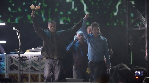 Liam and Noel Gallagher made a heartwarming entrance at the Principality Stadium in Cardiff on Friday night