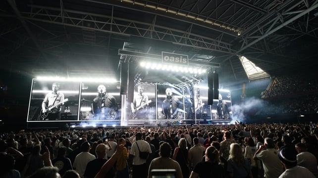 Oasis on stage at the Principality Stadium