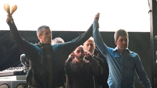 The brothers held their hands in the air as they arrived on stage