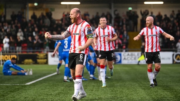 Mark Connolly celebrates Derry City's fourth goal