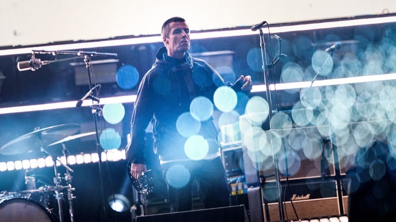 Liam Gallagher on stage at Cardiff's Principality Stadium on Friday night