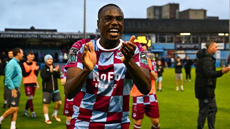 Drogheda United match-winner Dare Kareem reacts at the full-time whistle