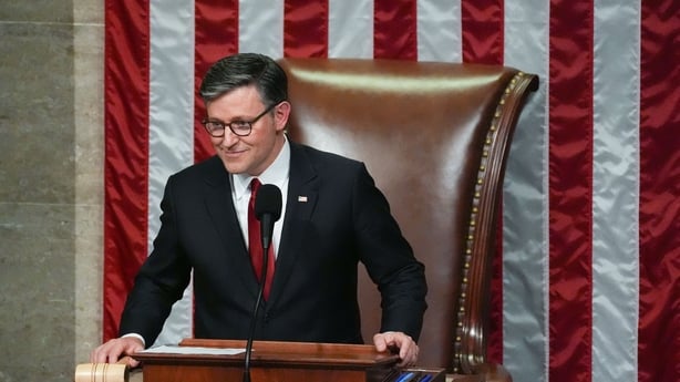 WASHINGTON , DC - JULY 3: House Speaker Mike Johnson in the House Chamber as members of the House of Representatives vote on the final passage of President Donald Trump's tax and immigration bill at the U.S. Capitol on Thursday, July 3, 2025. The Republican-led US Senate approved President Donald Tr