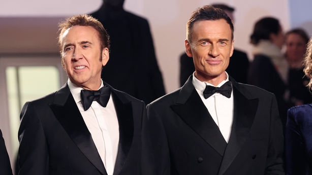 CANNES, FRANCE - MAY 17: Nicolas Cage, Julian McMahon and Leonora Darby attend the "The Surfer" Red Carpet at the 77th annual Cannes Film Festival at Palais des Festivals on May 17, 2024 in Cannes, France. (Photo by Gisela Schober/Getty Images)