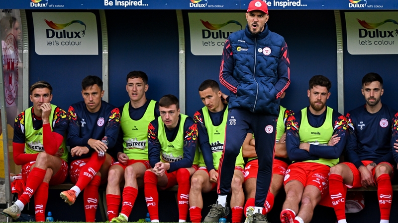 Shelbourne head coach Joey O'Brien watches on from the sidelines