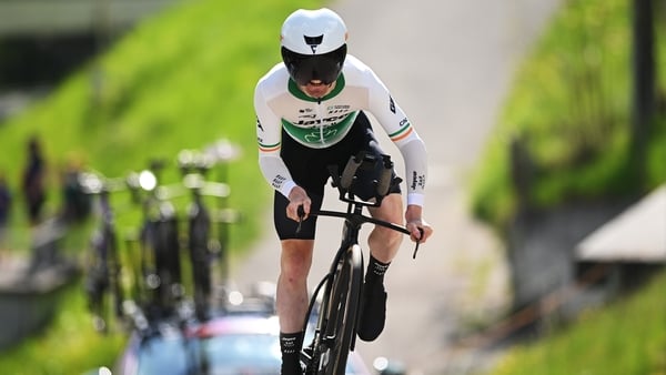 SAINT-IMIER, SWITZERLAND - APRIL 29: Edward Dunbar of Ireland and Team Jayco AlUla competes during the 78th Tour De Romandie 2025, Prologue a 3.4 km individual time trial stage from Saint-Imier to Saint-Imier / #UCIWT / on April 29, 2025 in Saint-Imier, S