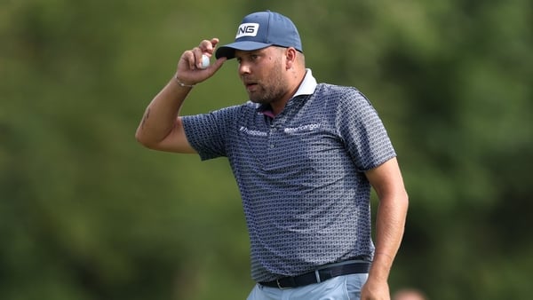 Daniel Brown of England aknowledges the crowd as he finishes his round on day three of the BMW International Open 2025 at Golfclub Munchen Eichenried on July 05, 2025 in Munich, Germany.