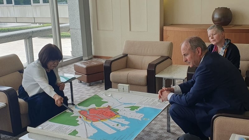 Taoiseach Micheál Martin stopped off in Hiroshima on the final day of his visit to Japan