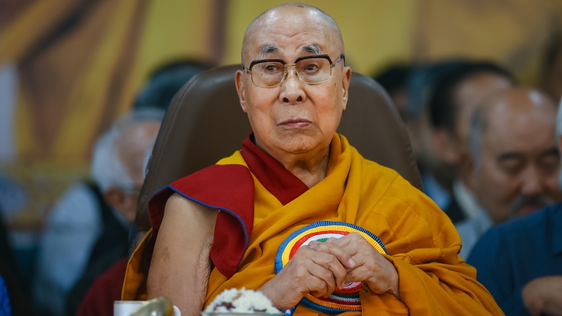The Dalai Lama addressing an audience during a celebration marking his 90th birthday