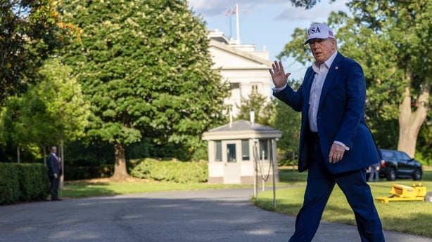 WASHINGTON, DC - JULY 06: U.S. President Donald Trump walks into the White House on July 06, 2025 in Washington, DC. President Trump is returning from a 4th of July weekend in Bedminster. (Photo by Tasos Katopodis/Getty Images)