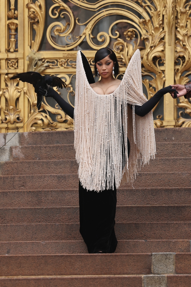 Cardi B attends Schiaparelli at Petit Palais during the Haute Couture Fall/Winter 2025/2026 as part of Paris Fashion Week on July 07, 2025 in Paris, France. 