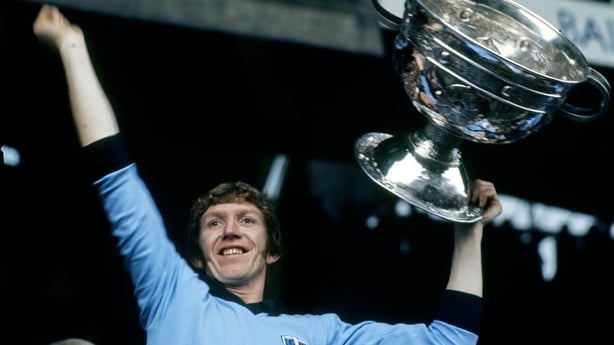 22 September 1974; The Dublin captain Sean Doherty lifts the Sam Maguire Cup. All Ireland Senior Football Championship Final, Dublin v Galway. Croke Park, Dublin. Picture credit: Connolly Collection / SPORTSFILE