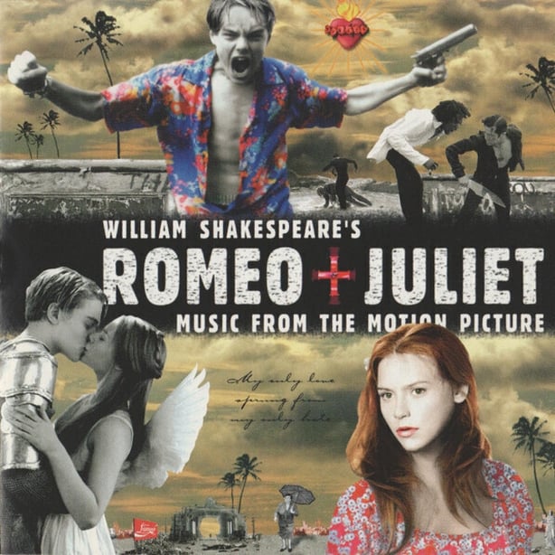 The front cover of the 1996 album soundtrack to 'Romeo + Juliet'