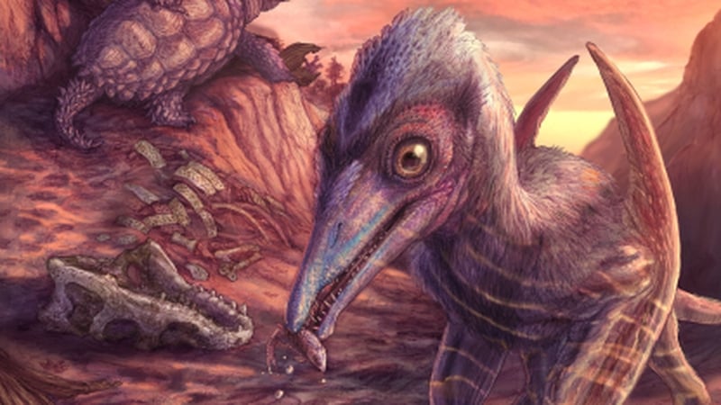 Artist's reconstruction of the fossilised landscape, plants and animals found preserved in a remote bonebed in Petrified Forest National Park in Arizona (Credit: Smithsonian)