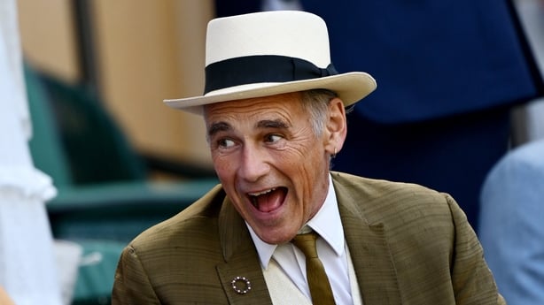 LONDON, ENGLAND - JULY 08: Actor, Mark Rylance reacts in the Royal Box prior to the Ladies' Singles quarter-final match between Aryna Sabalenka and Laura Siegemund of Germany on day nine of The Championships Wimbledon 2025 at All England Lawn Tennis and Croquet Club on July 08, 2025 in London, Engla