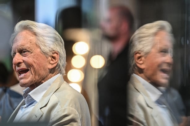 US actor and film producer Michael Douglas speaks during an interview on the red carpet of the 59th Karlovy Vary International Film Festival (KVIFF) in Karlovy Vary, Czech Republic on July 5, 2025. Michael Douglas arrived at the festival for the presentation of a newly restored version of the film '