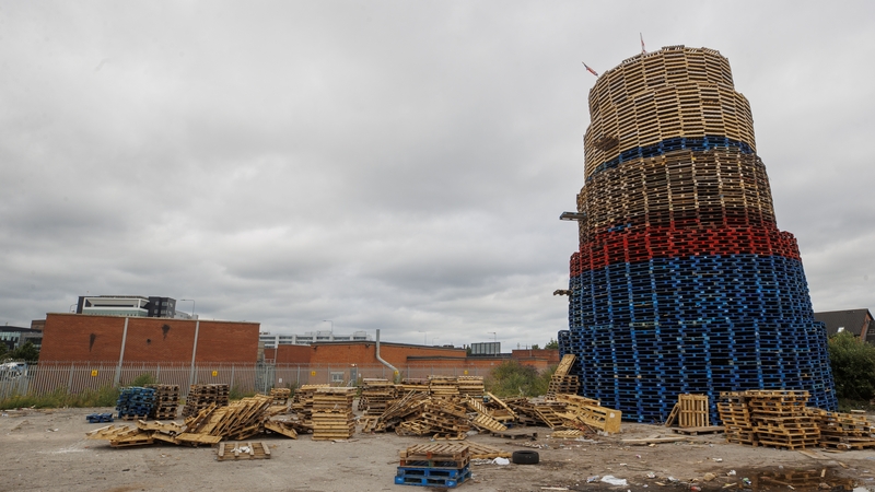 The bonfire is located near an electricity substation on the Donegall Road in Belfast