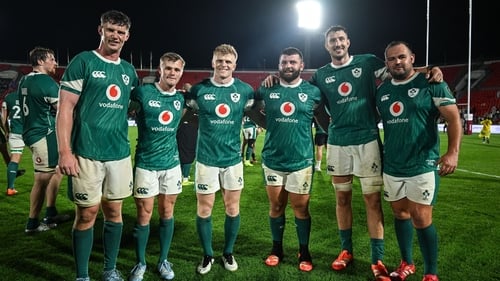 (L-R) Darragh Murray, Ben Murphy, Tommy O'Brien, Michael Milne, Tom Ahern and Jack Aungier maade their Ireland debuts against Georgia