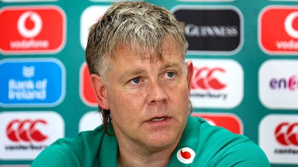 8 July 2025; Assistant coach Colm Tucker during an Ireland Rugby media conference at the Grupo Desportivo Direito in Lisbon, Portugal. Photo by Carlos Rodrigues/Sportsfile