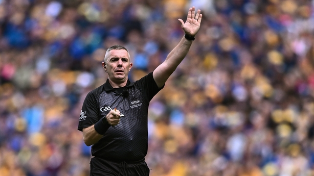 6 July 2024; Referee Liam Gordon during the GAA Hurling All-Ireland Senior Championship semi-final match between Kilkenny and Clare at Croke Park in Dublin. Photo by Piaras Ó Mídheach/Sportsfile