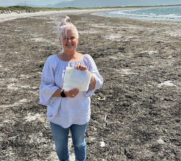 Kate Gay with the message in a bottle