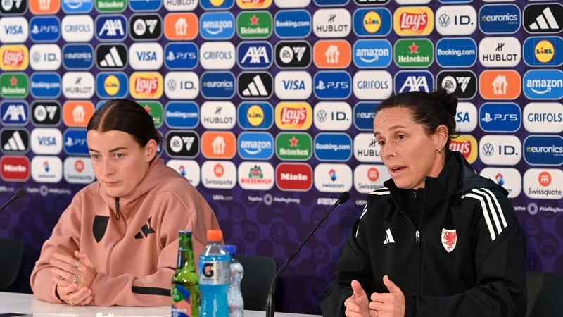Angharad James (l) and Rhian Wilkinson, speaking at the team press conference on Tuesday, did not travel there with the rest of the team