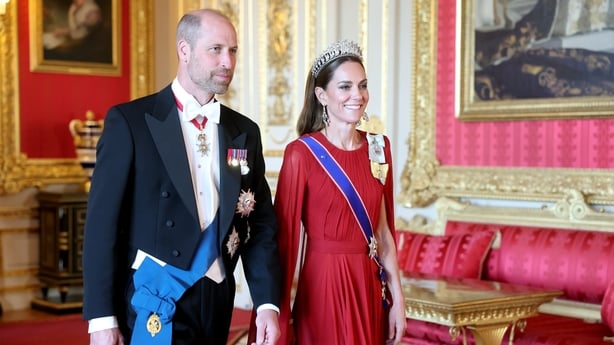 WINDSOR, ENGLAND - JULY 08: Prince William, Prince of Wales and Catherine, Princess of Wales attend the State Banquet at Windsor Castle on July 08, 2025 in Windsor, England. President Emmanuel Macron and Mrs Brigitte Macron visit the UK in the first visit State Visit made by France in 17 years. They