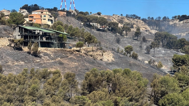Areas burnt in Marseille France after wildfires