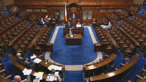 A sitting of the Dáil continued despite the power outages as the chamber was lit by daylight