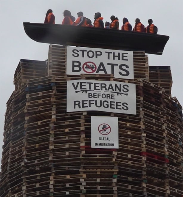 A display on a bonfire in Moygashel, Co Tyrone