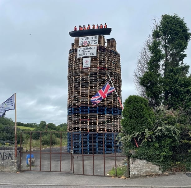 A display on a bonfire in Moygashel, Co Tyrone
