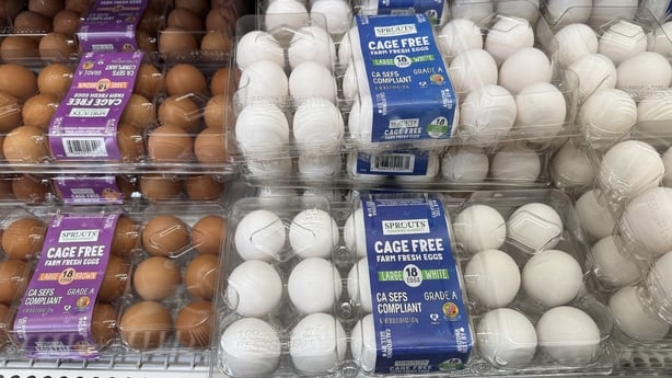 a group of eggs in a store