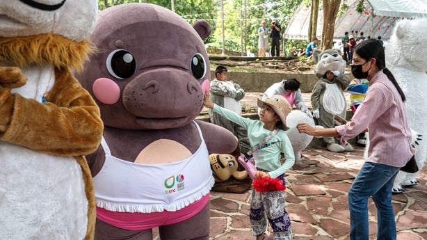  Moo Deng mascot at Khao Kheow Open Zoo via GETTY