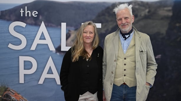 NEWQUAY, CORNWALL - MAY 06: Author Raynor Winn of The Salt Path and her husband Moth Winn attend The Lighthouse Cinema for a Gala Screening of The Salt Path on May 06, 2025 in Newquay, Cornwall. The Salt Path is the story of husband and wife, Raynor and Moth Winn's 630-mile trek along the Cornish, D
