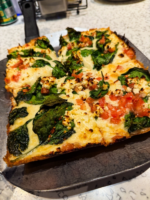a pizza on a pan