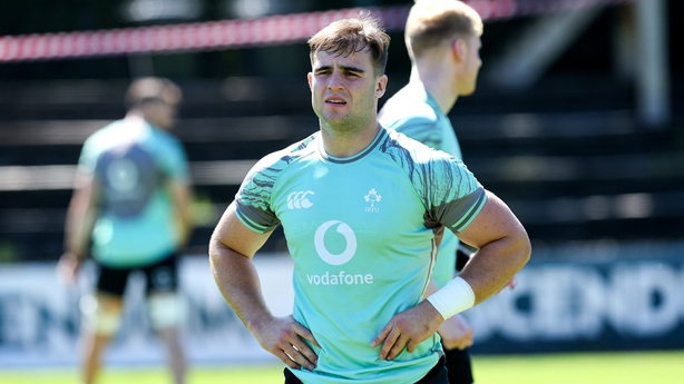 8 July 2025; Alex Kendellen during an Ireland Rugby squad training at the Grupo Desportivo Direito in Lisbon, Portugal. Photo by Carlos Rodrigues/Sportsfile