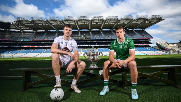 Kildare captain Kevin Feely and his Limerick counterpart Cillian Fahy