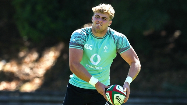 8 July 2025; Hugh Gavin during an Ireland Rugby squad training at the Grupo Desportivo Direito in Lisbon, Portugal. Photo by Carlos Rodrigues/Sportsfile