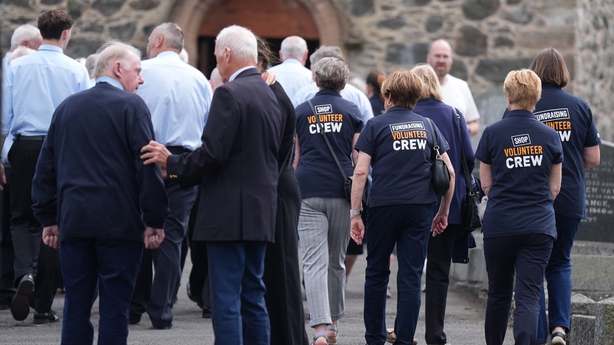 Mourners and volunteers from the RNLI arrive for a Service of Thanksgiving for Sarah Montgomery