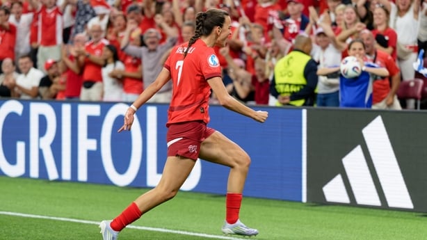 Riola Xhemaili of Switzerland after scoring against Finland - Euro 2025