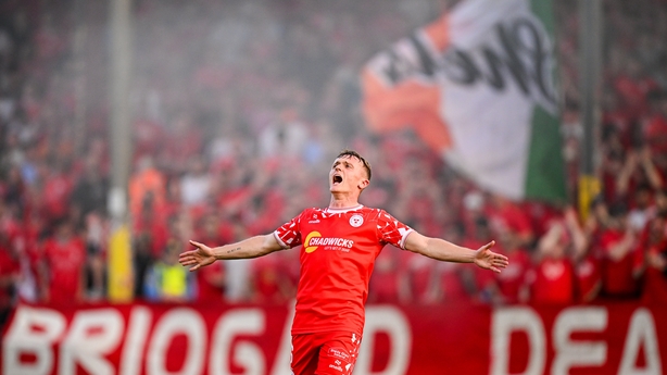 Dublin , Ireland - 9 July 2025; JJ Lunney of Shelbourne reacts during the UEFA Champions League First Qualifying Round first leg match between Shelbourne and Linfield at Tolka Park in Dublin. (Photo By Seb Daly/Sportsfile via Getty Images)