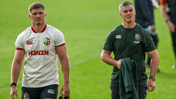 11 July 2025; Owen Farrell, left, and assistant coach Jonathan Sexton during a British & Irish Lions captain's run at Adelaide Oval in Adelaide, Australia. Photo by Brendan Moran/Sportsfile