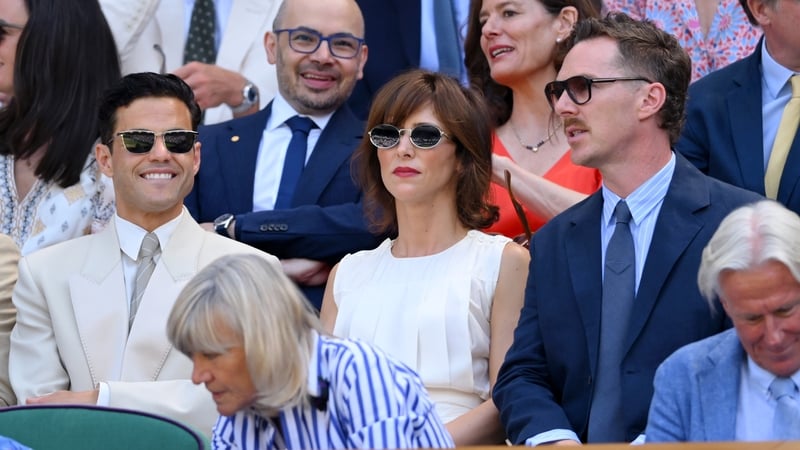 Rami Malek, Sophie Hunter and Benedict Cumberbatch at day 12 of Wimbledon