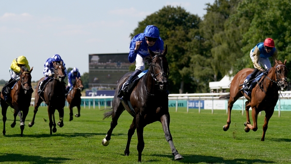 Cinderella's Dream ridden by William Buick on their way to winning the Tattersalls Falmouth Stakes
