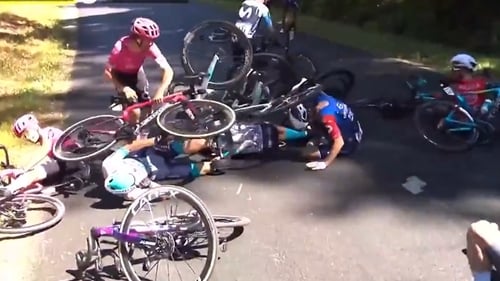 A crash inside the last 6km caused chaos